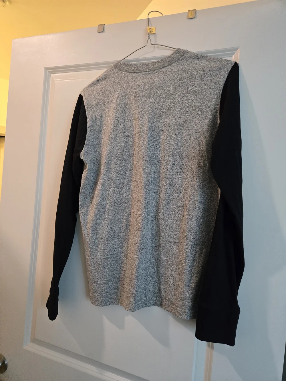 Zoo York Men's Grey Crewneck Henley with Black Sleeves